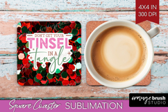 Funny Christmas Quote Square Coaster - Xmas Glitter Coaster Product Image 1