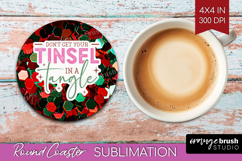 Funny Christmas Quote Round Coaster - Xmas Glitter Coaster Product Image 1