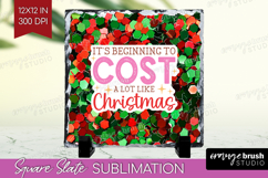 Funny Christmas Quote Slate PNG - Xmas Glitter Square Slate Product Image 1