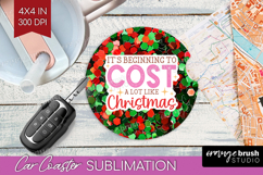 Funny Christmas Quote Car Coaster - Xmas Glitter Coaster PNG Product Image 1