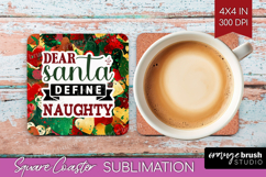 Funny Christmas Quote Square Coaster - Xmas Glitter Coaster Product Image 1