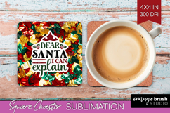 Funny Christmas Quote Square Coaster - Xmas Glitter Coaster Product Image 1