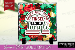 Funny Christmas Quote Slate PNG - Xmas Glitter Square Slate Product Image 1