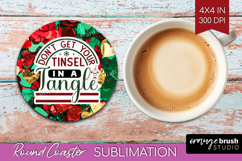 Funny Christmas Quote Round Coaster - Xmas Glitter Coaster Product Image 1