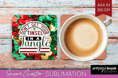 Funny Christmas Quote Square Coaster - Xmas Glitter Coaster Product Image 1