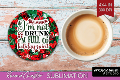 Funny Christmas Quote Round Coaster - Xmas Glitter Coaster Product Image 1