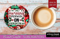 Funny Christmas Quote Round Coaster - Xmas Glitter Coaster Product Image 1