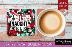 Funny Christmas Quote Square Coaster - Xmas Glitter Coaster Product Image 1