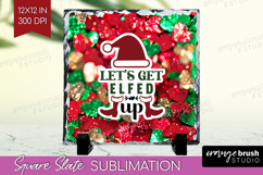 Funny Christmas Quote Slate PNG - Xmas Glitter Square Slate Product Image 1