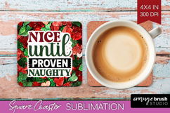 Funny Christmas Quote Square Coaster - Xmas Glitter Coaster Product Image 1