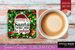 Funny Christmas Quote Square Coaster - Xmas Glitter Coaster Product Image 1