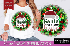 Funny Christmas Quote Round Tshirt Background - Xmas Glitter Product Image 1