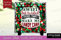 Funny Christmas Quote Slate PNG - Xmas Glitter Square Slate Product Image 1