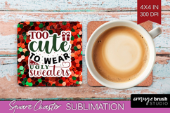 Funny Christmas Quote Square Coaster - Xmas Glitter Coaster Product Image 1