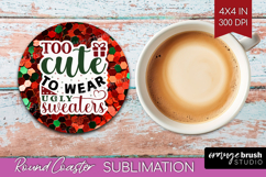 Funny Christmas Quote Round Coaster - Xmas Glitter Coaster Product Image 1