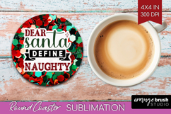 Funny Christmas Quote Round Coaster - Xmas Glitter Coaster Product Image 1