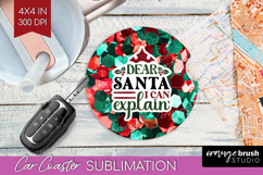 Funny Christmas Quote Car Coaster - Xmas Glitter Coaster PNG Product Image 1