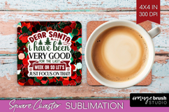 Funny Christmas Quote Square Coaster - Xmas Glitter Coaster Product Image 1