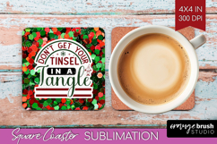 Funny Christmas Quote Square Coaster - Xmas Glitter Coaster Product Image 1