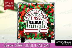 Funny Christmas Quote Slate PNG - Xmas Glitter Square Slate Product Image 1