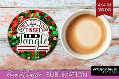 Funny Christmas Quote Round Coaster - Xmas Glitter Coaster Product Image 1