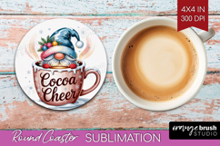 Christmas Gnome Round Coaster - Cute Gnome Coaster PNG Product Image 1