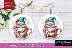 Christmas Gnome Round Earrings - Cute Gnome PNG Sublimation Product Image 1