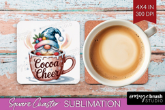 Christmas Gnome Square Coaster - Cute Gnome Coaster PNG Product Image 1