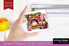 Christmas Gnome Magnet Sublimation - Cute Gnome Square PNG Product Image 1