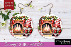 Christmas Gnome Round Earrings - Cute Gnome PNG Sublimation Product Image 1