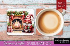 Christmas Gnome Square Coaster - Cute Gnome Coaster PNG Product Image 1