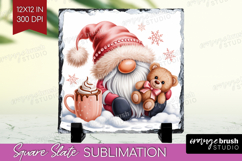 Christmas Gnome Slate PNG - Cute Gnome Square Slate Product Image 1
