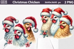 Christmas Chicken Clipart | Retro Christmas Sublimation Product Image 1