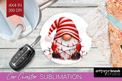 Christmas Gnome Car Coaster - Cute Gnome Coaster PNG Product Image 1