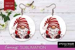 Christmas Gnome Round Earrings - Cute Gnome PNG Sublimation Product Image 1