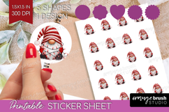 Christmas Gnome Round Sticker - Cute Gnome Printable Sticker Product Image 1
