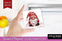 Christmas Gnome Magnet Sublimation - Cute Gnome Square PNG Product Image 1