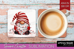Christmas Gnome Square Coaster - Cute Gnome Coaster PNG Product Image 1