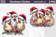 Christmas Chicken Wine Clipart | Retro Christmas Sublimation Product Image 1