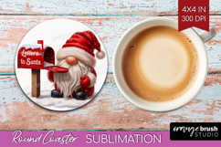 Christmas Gnome Round Coaster - Cute Gnome Coaster PNG Product Image 1