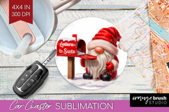 Christmas Gnome Car Coaster - Cute Gnome Coaster PNG Product Image 1