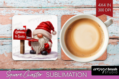 Christmas Gnome Square Coaster - Cute Gnome Coaster PNG Product Image 1