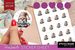 Christmas Gnome Round Sticker - Cute Gnome Printable Sticker Product Image 1