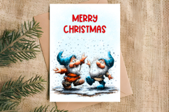Merry Christmas fairy card printable Funny Christmas gnomes Product Image 4