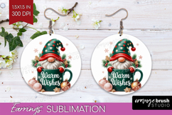 Christmas Gnome Round Earrings - Cute Gnome PNG Sublimation Product Image 1