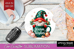 Christmas Gnome Car Coaster - Cute Gnome Coaster PNG Product Image 1
