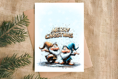 Merry Christmas fairy card printable Funny Christmas gnomes Product Image 5