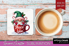 Christmas Gnome Square Coaster - Cute Gnome Coaster PNG Product Image 1