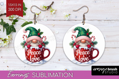 Christmas Gnome Round Earrings - Cute Gnome PNG Sublimation Product Image 1