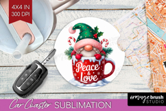 Christmas Gnome Car Coaster - Cute Gnome Coaster PNG Product Image 1